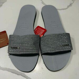 Havaianas Women's Casual Flat Slide Sandals Grey US 11